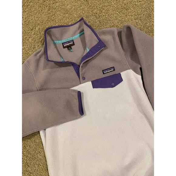 Patagonia Synchilla Fleece Women's Pullover Purple Color Block‎ Size S - Picture 1 of 8